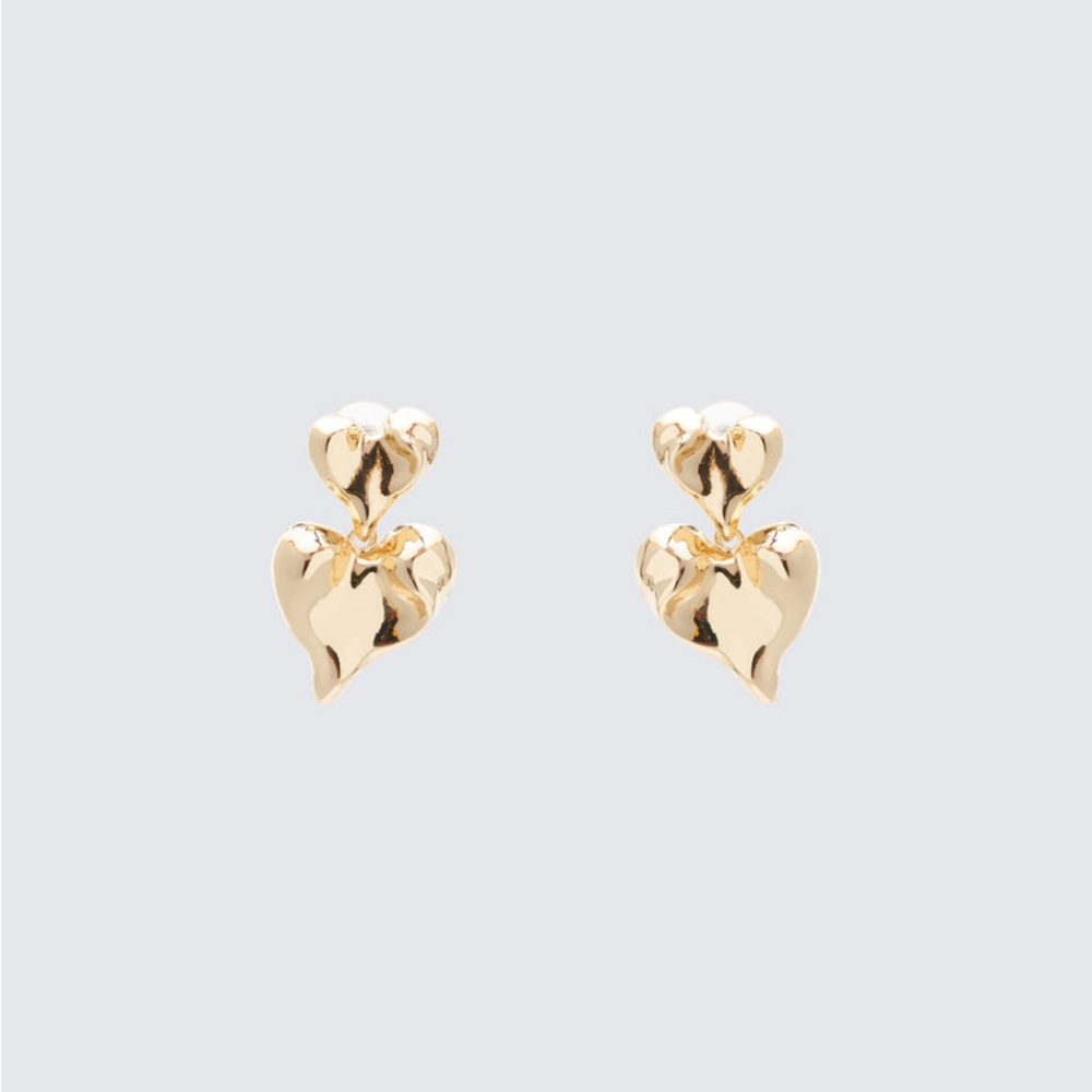 NWT Finesse Andrea Gold Heart Dangle  Earrings
